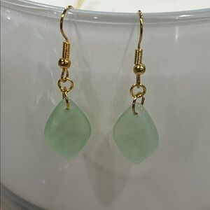 Elegant Gold and Green Jadeite Leaf Earrings
